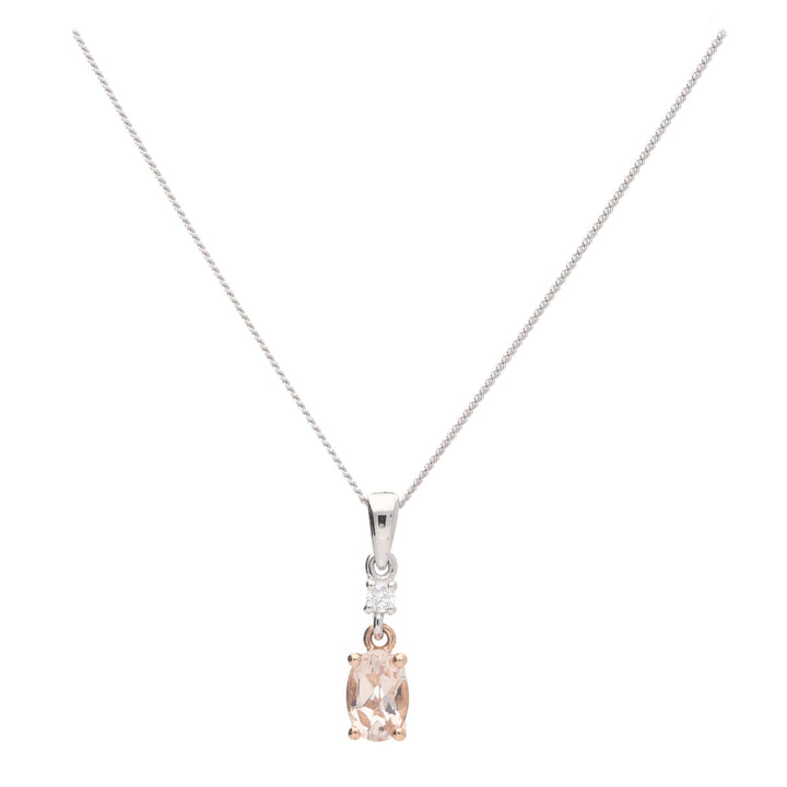 Morganite and Diamond 18ct Rose Gold Pendant