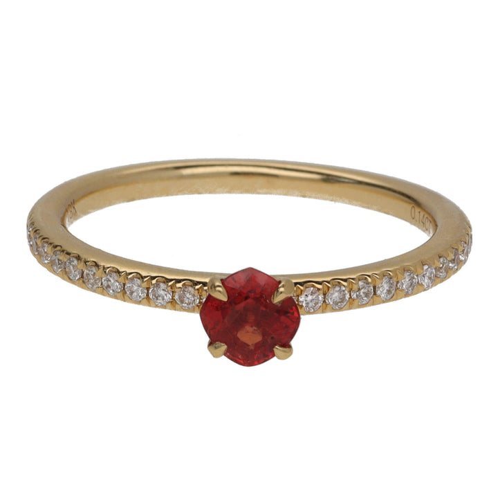 Ntinga Orange Sapphire and Diamond 18ct Yellow Gold Ring