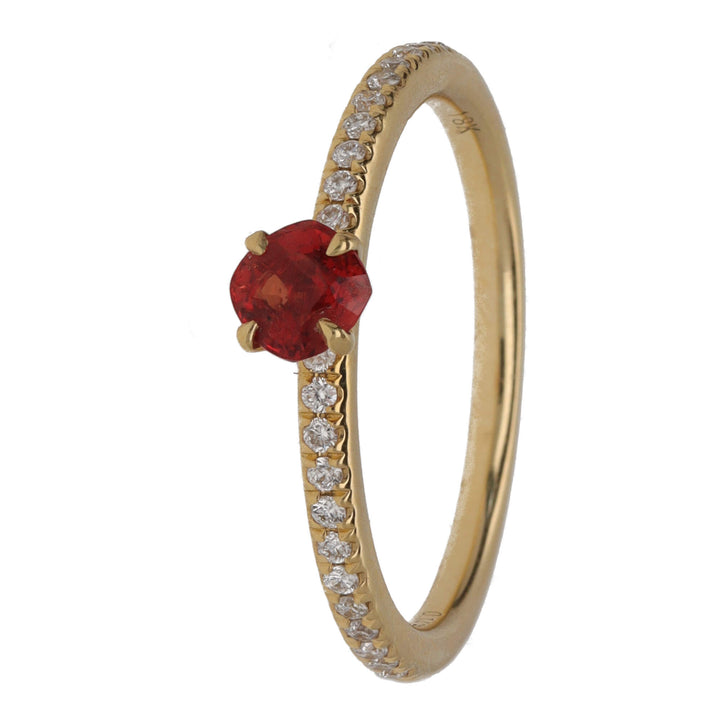 Ntinga Orange Sapphire and Diamond 18ct Yellow Gold Ring