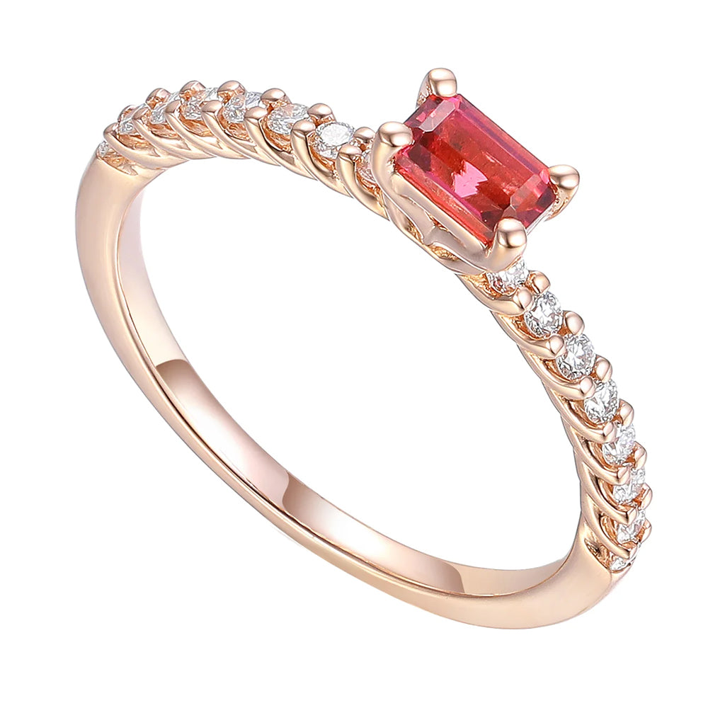 Pink Tourmaline and Diamond 9ct Rose Gold Fine Ring. - Michael Jones Jeweller