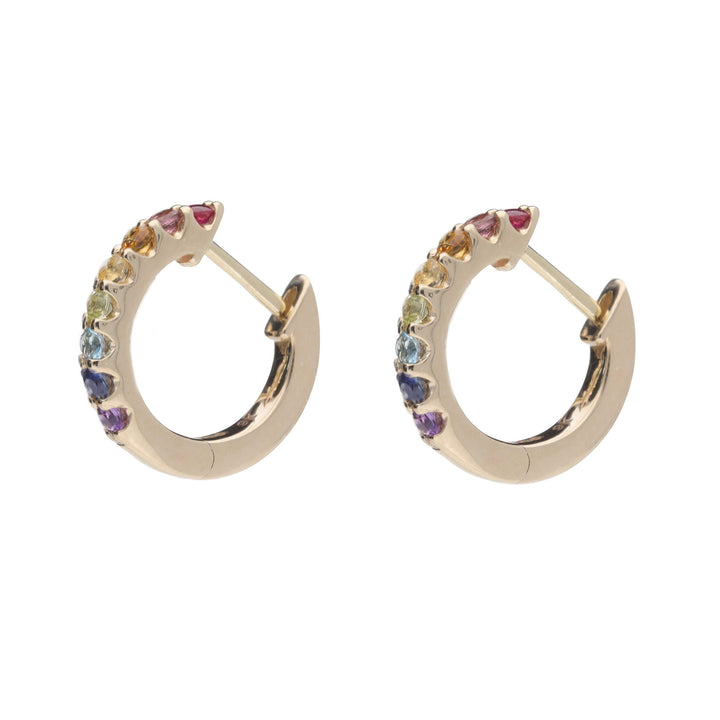 Rainbow 9ct Yellow Gold Small Hoop Earrings