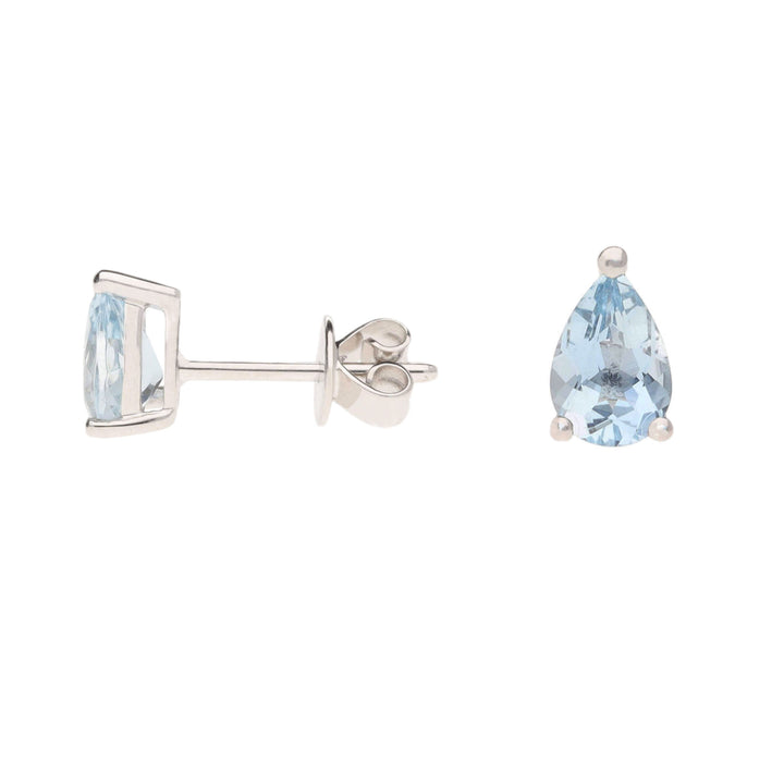 Ntinga Aquamarine Pear 9ct White Gold Stud Earrings - Michael Jones Jeweller