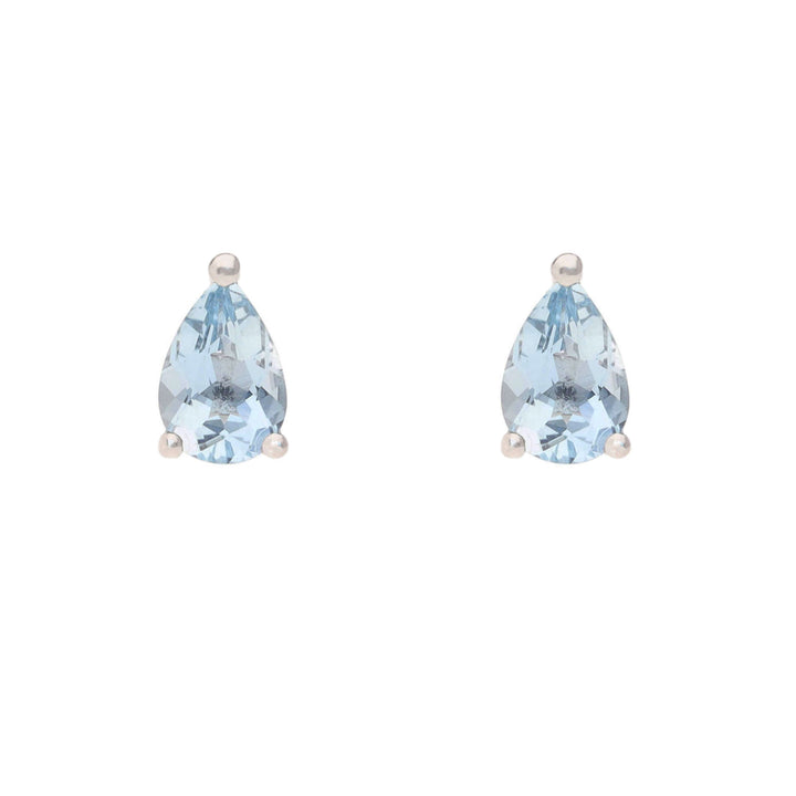 Ntinga Aquamarine Pear 9ct White Gold Stud Earrings - Michael Jones Jeweller