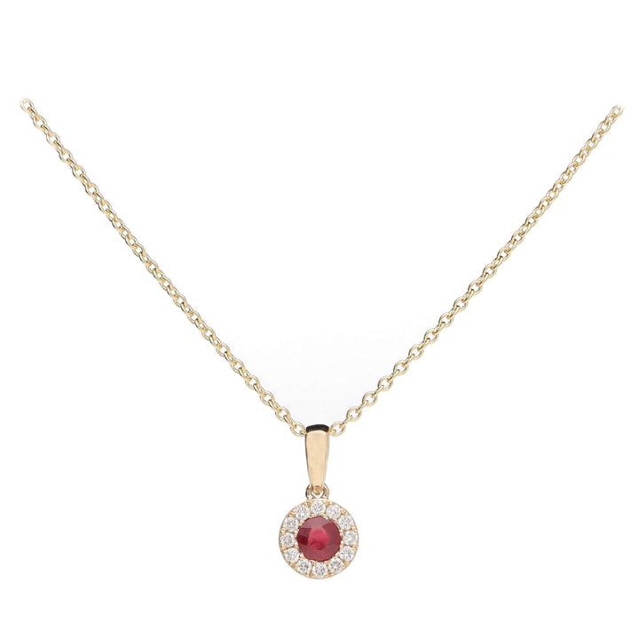 Ruby and Diamond 9ct Yellow Gold Pendant - Michael Jones Jeweller