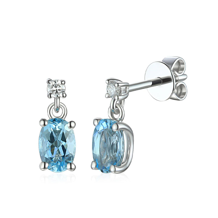 Ntinga Aquamarine Oval 9ct White Gold Earrings