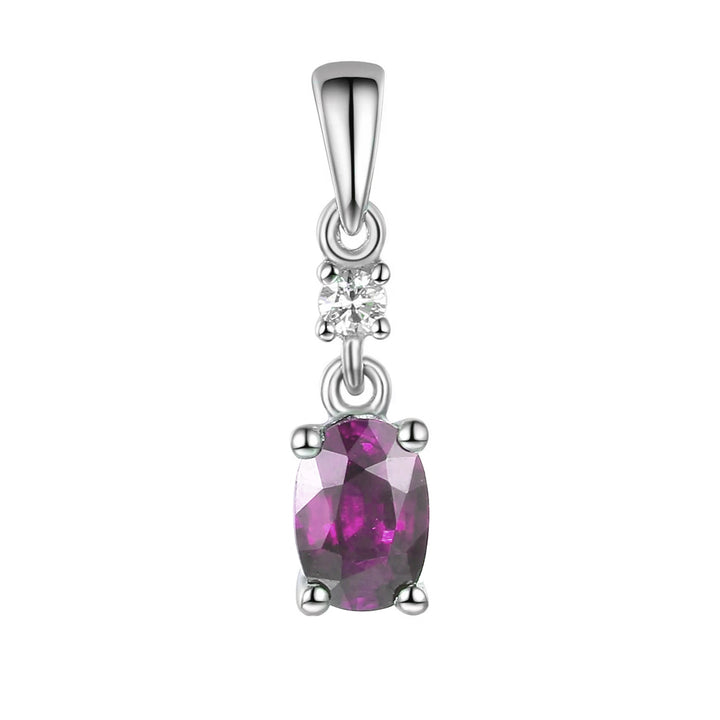 Pink Sapphire and Diamond Oval 18ct White Gold Pendant