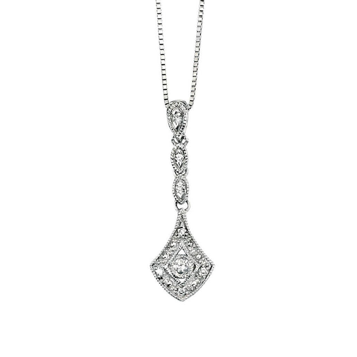 Kite Shaped Diamond 9ct White Gold Pendant - Michael Jones Jeweller