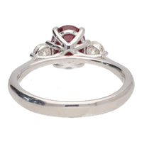 Ruby and Diamond Oval Platinum Three Stone Ring - Michael Jones Jeweller