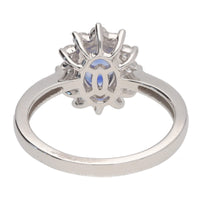 Blue Sapphire and Diamond Oval Platinum Cluster Ring - Michael Jones Jeweller
