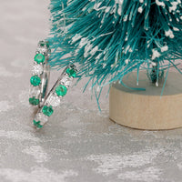 Emerald and Diamond 18ct White Gold Small Hoop Earrings