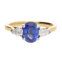 Sapphire and Diamond 18ct Yellow and White Gold Ring - Michael Jones Jeweller