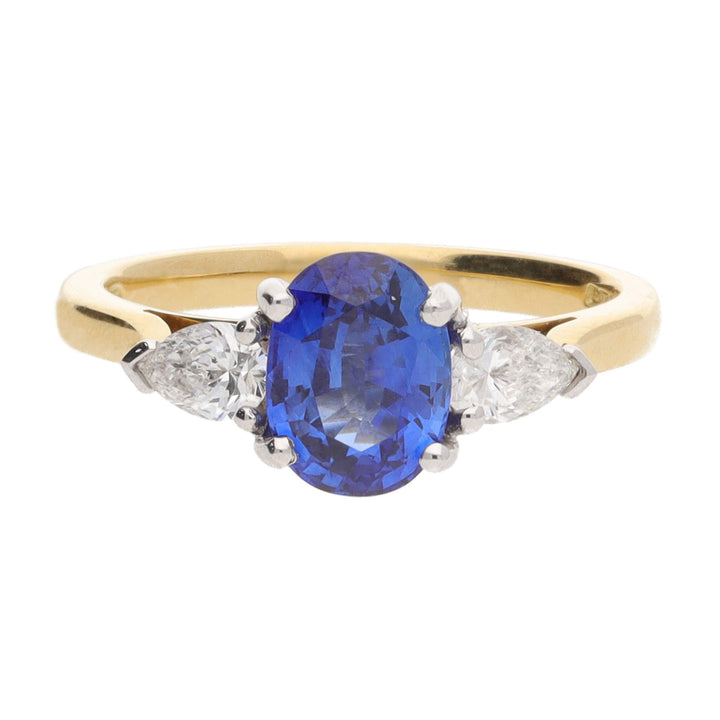 Sapphire and Diamond 18ct Yellow and White Gold Ring - Michael Jones Jeweller