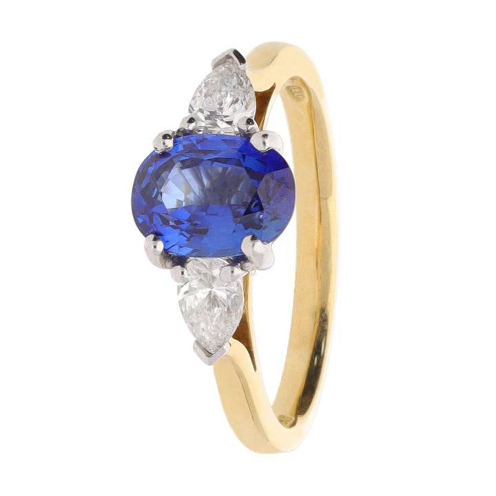 Sapphire and Diamond 18ct Yellow and White Gold Ring - Michael Jones Jeweller