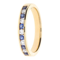 Sapphire and Diamond 18ct Yellow Gold Half Eternity Ring