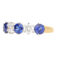 Sapphire and Diamond 18ct Yellow and White Gold Five Stone Ring