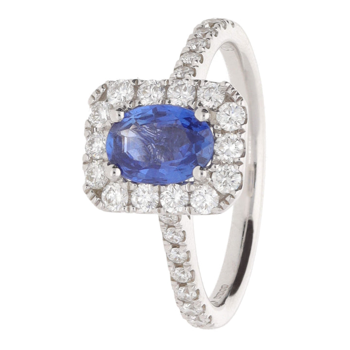 Sapphire and Diamond 18ct White Gold Cluster Ring