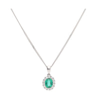 Emerald and Diamond 18ct White Gold Pendant - Michael Jones Jeweller
