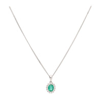 Emerald and Diamond 18ct White Gold Pendant - Michael Jones Jeweller