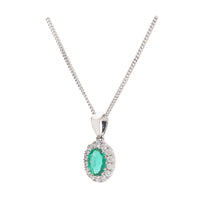 Emerald and Diamond 18ct White Gold Pendant - Michael Jones Jeweller
