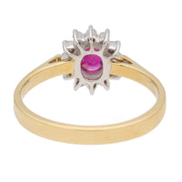 Ruby and Diamond 18ct Yellow Gold Oval Cluster Ring