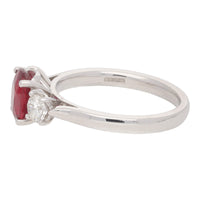 Ruby and Diamond Oval Three Stone 18ct White Gold Ring - Michael Jones Jeweller