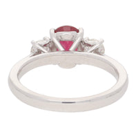Ruby and Diamond Oval Three Stone 18ct White Gold Ring - Michael Jones Jeweller