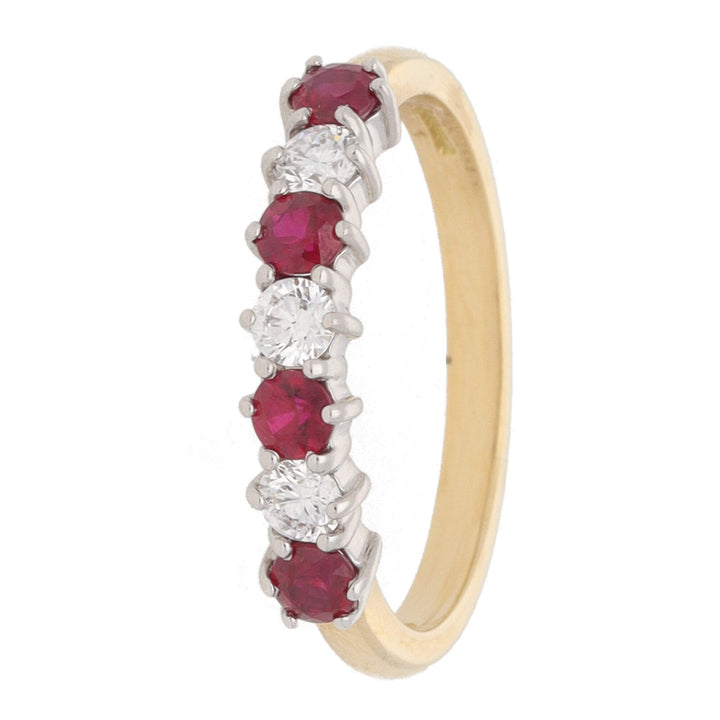 Ruby and Diamond Half Eternity 18ct Yellow Gold Ring. - Michael Jones Jeweller