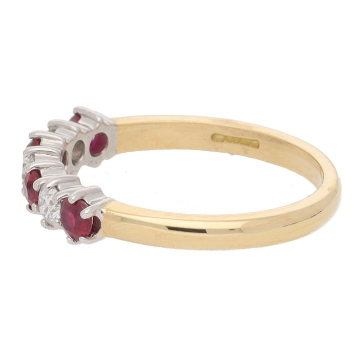 Ruby and Diamond Half Eternity 18ct Yellow Gold Ring. - Michael Jones Jeweller