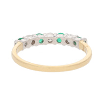 Emerald and Diamond Bar Set 18ct Yellow Gold Half Eternity Ring - Michael Jones Jeweller