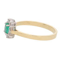 Emerald and Diamond Oval 18ct Yellow Gold Cluster Ring