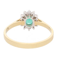 Emerald and Diamond Oval 18ct Yellow Gold Cluster Ring - Michael Jones Jeweller
