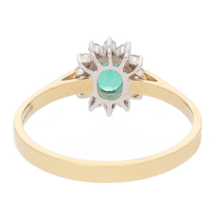 Emerald and Diamond Oval 18ct Yellow Gold Cluster Ring