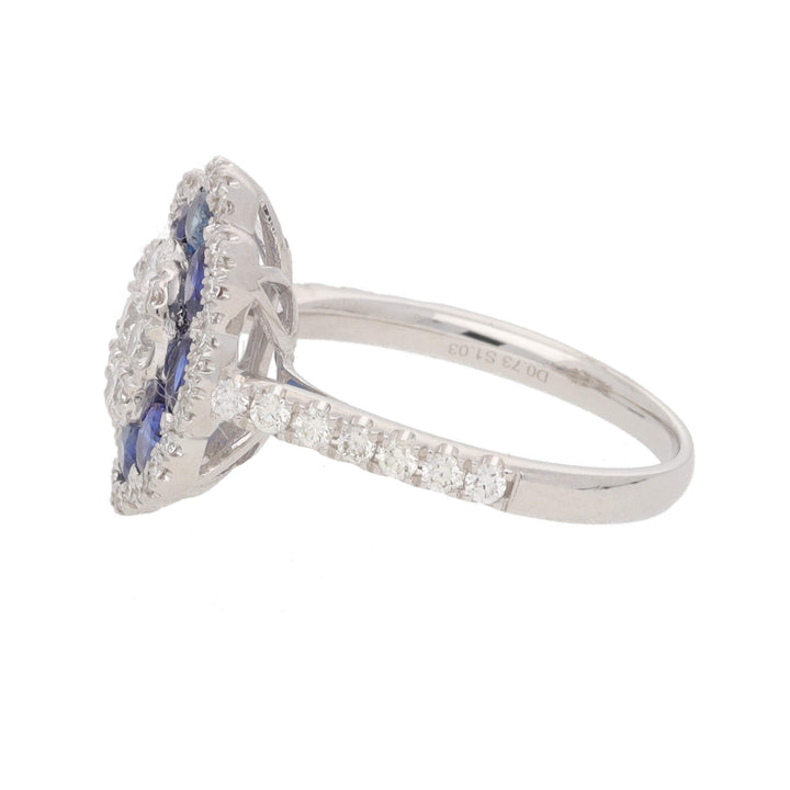 Sapphire and Diamond 0.75ct 18ct White Gold Flower Cluster Ring - Michael Jones Jeweller