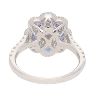 Sapphire and Diamond 0.75ct 18ct White Gold Flower Cluster Ring - Michael Jones Jeweller