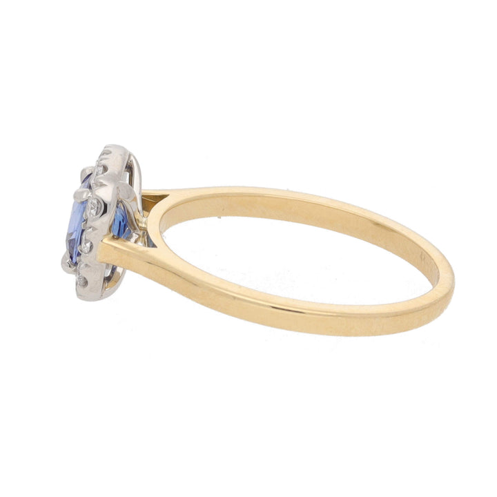 Sapphire and Diamond 18ct Yellow Gold Cushion Cluster Ring