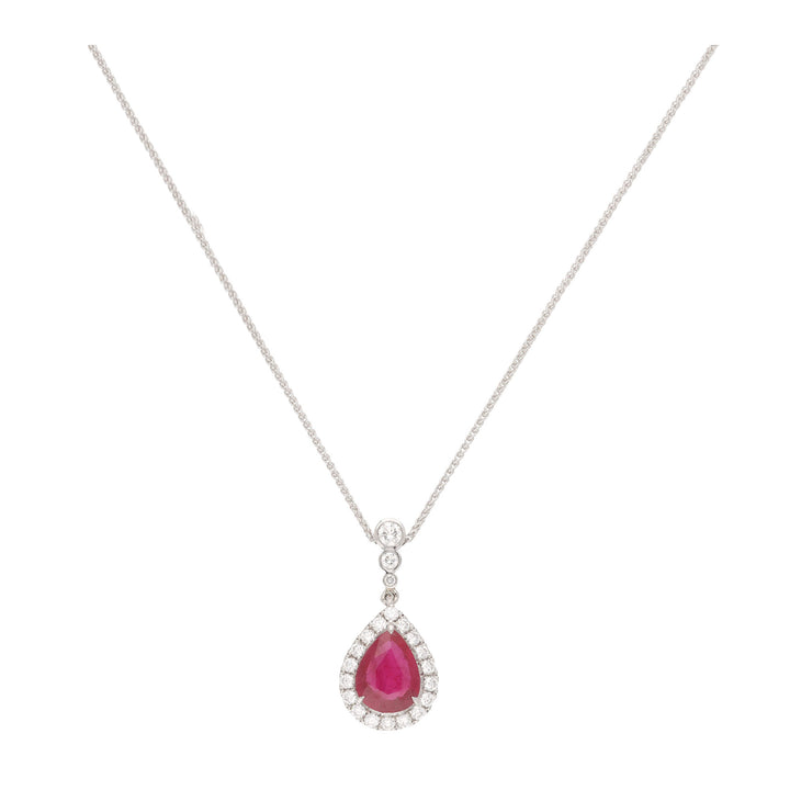 Ruby and Diamond 18ct White Gold Necklace - Michael Jones Jeweller