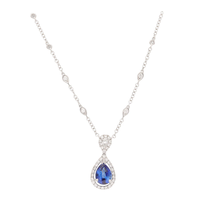 Sapphire and Diamond 18ct White Gold Necklace - Michael Jones Jeweller