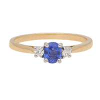 Sapphire and Diamond 18ct Yellow Gold Three Stone Ring - Michael Jones Jeweller