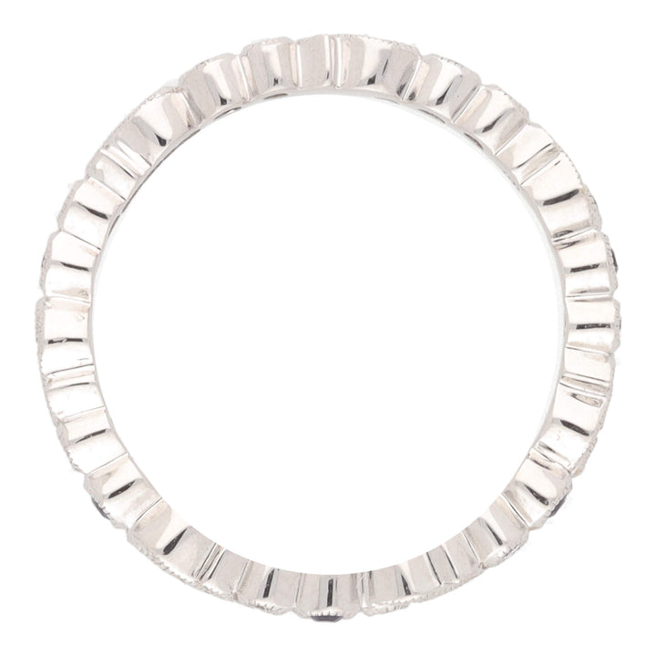 Sapphire and Diamond 18ct White Gold Scroll Design Full Eternity Ring - Michael Jones Jeweller