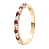 Ruby and Diamond 18ct Rose Gold Half Eternity Ring - Michael Jones Jeweller