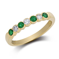 Emerald and Diamond 18ct Yellow Gold Eternity Ring