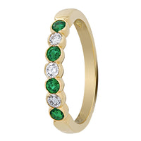 Emerald and Diamond 18ct Yellow Gold Eternity Ring