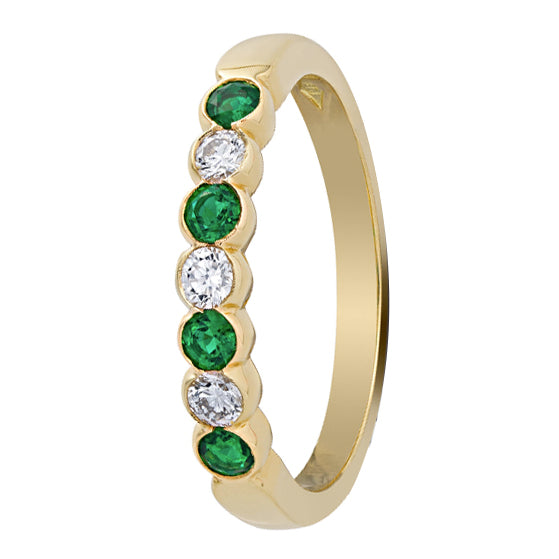 Emerald and Diamond 18ct Yellow Gold Eternity Ring
