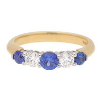 Sapphire and Diamond 18ct Yellow Gold Five Stone Ring - Michael Jones Jeweller