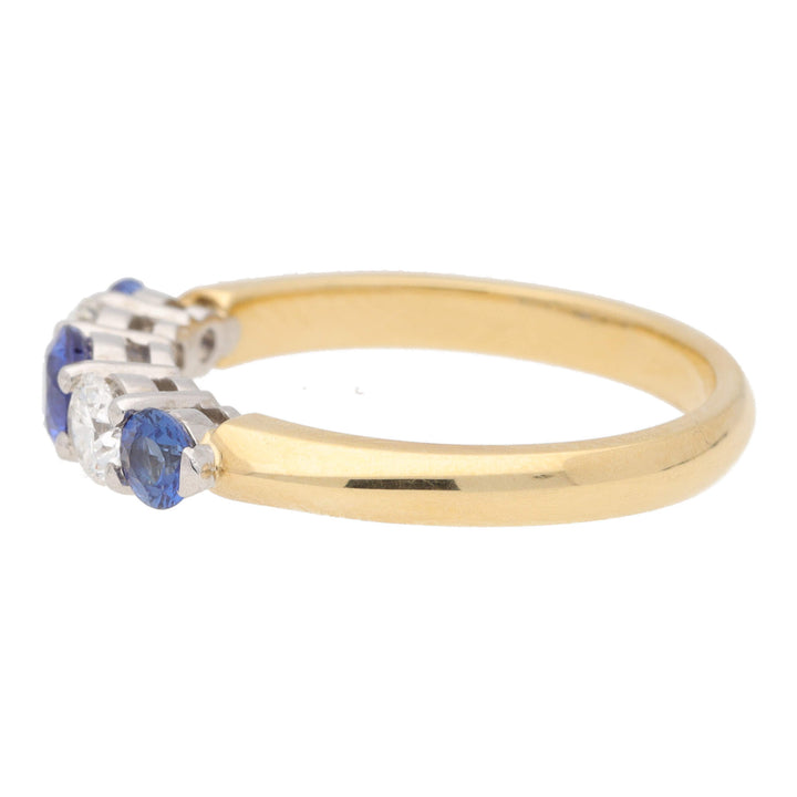 Sapphire and Diamond 18ct Yellow Gold Five Stone Ring - Michael Jones Jeweller