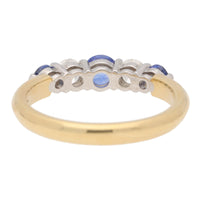 Sapphire and Diamond 18ct Yellow Gold Five Stone Ring - Michael Jones Jeweller