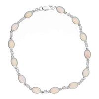 Opal and Diamond 18ct White Gold Bracelet - Michael Jones Jeweller