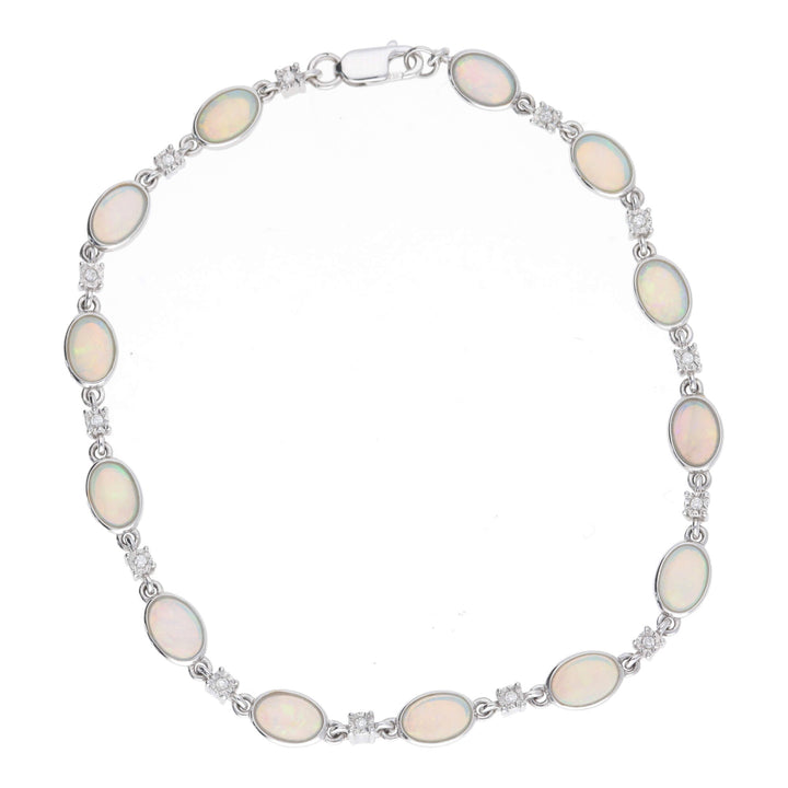 Opal and Diamond 18ct White Gold Bracelet - Michael Jones Jeweller