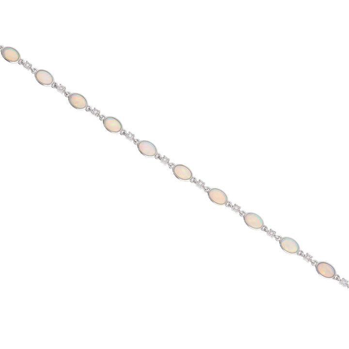 Opal and Diamond 18ct White Gold Bracelet - Michael Jones Jeweller