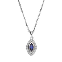 Sapphire and Diamond Marquise Shape 18ct White Gold Pendant